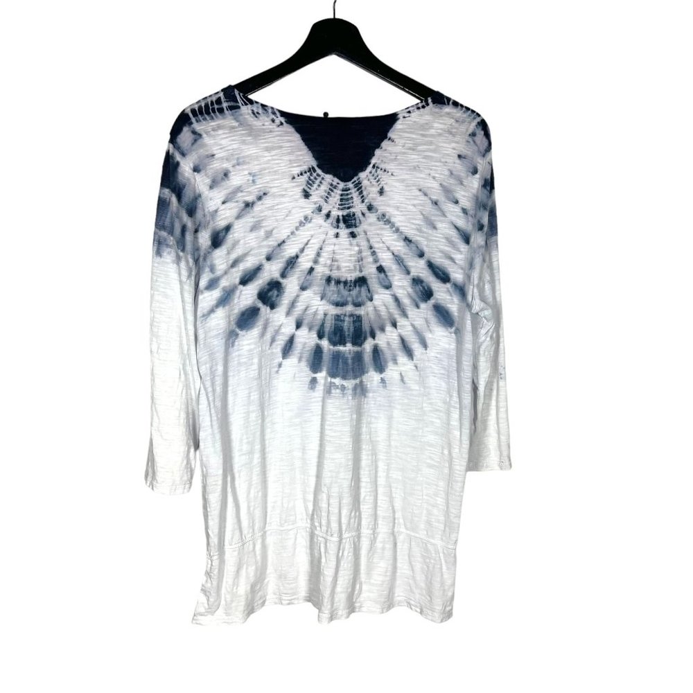 Chicos Blue White Tie Dye Long Sleeve Top 1 Medium - Picture 3 of 8